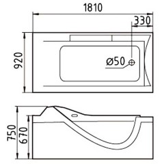 Ванна акриловая Gemy G9055 K R