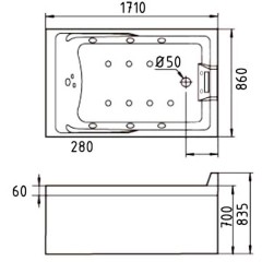 Ванна акриловая Gemy G9066 II K R