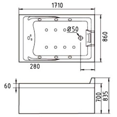 Ванна акриловая Gemy G9066 II O R