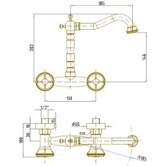 Смеситель для раковины Bronze de Luxe 10117 настенный