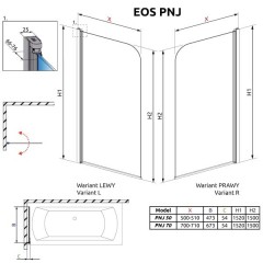 Шторка на ванну Radaway Eos PNJ 70 205101-101R