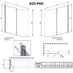 Шторка на ванну Radaway Eos PND 130 205202-101L