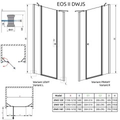 Душевая дверь Radaway Eos II DWJS 130 3799455-01L