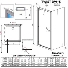 Душевая дверь Radaway Twist DWJ 80 382001-01