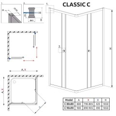 Душевой угол Radaway Classic C 80x80x185 30060-01-01