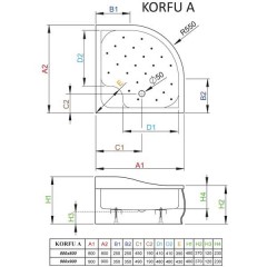 Поддон акриловый Radaway Korfu A 90 4S99400-03