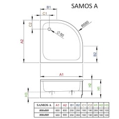 Поддон акриловый Radaway Samos A 80 4S88300-03