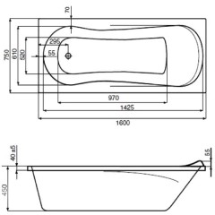 Ванна акриловая Roca Uno 160x75 ZRU9302869