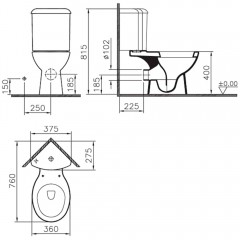 Унитаз угловой VitrA Arkitekt 9754B003-7200 (без сиденья)
