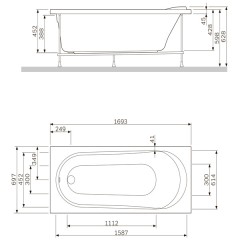 Каркас для ванны Am.Pm Joy W85A-170-070W-R