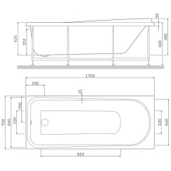Каркас для ванны Am.Pm Like W80A-170-070W-R