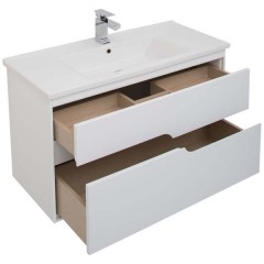 Тумба с раковиной Aquanet Модена 100 белый 00198489 + 00182321