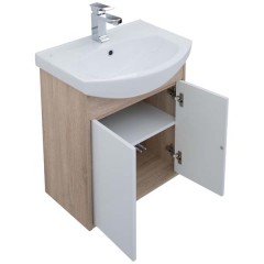 Тумба с раковиной Aquanet Грейс 60 дуб сонома (2 дверцы) 00198371 + 00182641