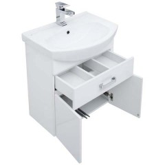 Тумба с раковиной Aquanet Ирис 60 белый (1 ящик, 2 дверцы) 00198381 + 00182641