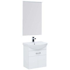 Тумба с раковиной Aquanet Ирис 60 белый (1 ящик, 2 дверцы) 00198381 + 00182641