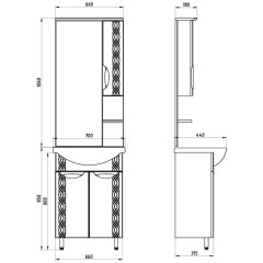 Зеркало-шкаф ASB-Mebel Алекса 70 R белый/золото