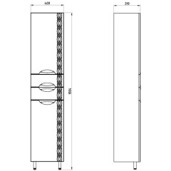 Пенал ASB-Mebel Алекса 40 L белый/золото