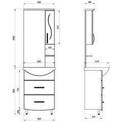 Тумба с раковиной ASB-Mebel Грета напольная 60/2