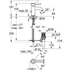 Смеситель для раковины Grohe BauClassic 23161000