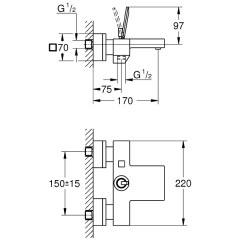 Смеситель для ванны Grohe Eurocube Joy 23666000