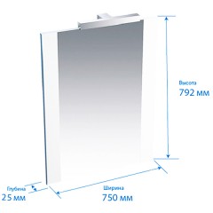 Зеркало Triton Ника 75 белый 004.42.0750.001.01.01.U