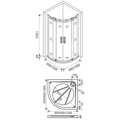Душевое ограждение GooDDooR Galaxy R-TD-100-C-CH