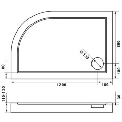 Поддон из литьевого мрамора BAS Селфи 120x80 L (без сифона)