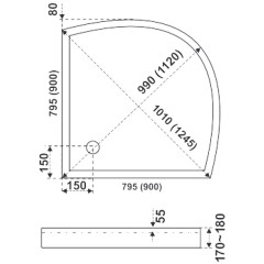 Поддон акриловый BAS Плуто 80 (без сифона)