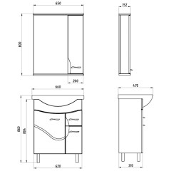 Зеркало-шкаф ASB-Mebel Альфа 65 R белый ясень
