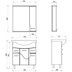 Зеркало-шкаф ASB-Mebel Альфа 75 белый ясень