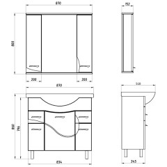 Зеркало-шкаф ASB-Mebel Альфа 87 белый ясень