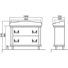 Тумба с раковиной Аква Родос Арт Деко 100 орех итальянский
