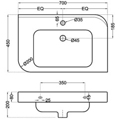 Раковина встраиваемая Jaquar Alive ALS-WHT-85601
