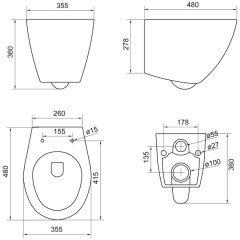 Унитаз подвесной BelBagno Alba BB125CH+BB125SC безободковый