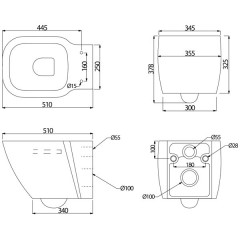 Унитаз подвесной BelBagno Aldina BB114CH+BB114SC безободковый