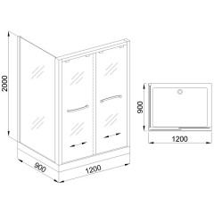 Душевое ограждение Royal Bath RBL2011 1200x900x2000 R
