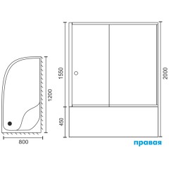 Душевое ограждение Royal Bath RBL3001 1200x800x1550 R