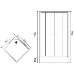 Душевое ограждение Royal Bath RBL3002 800x800x1850