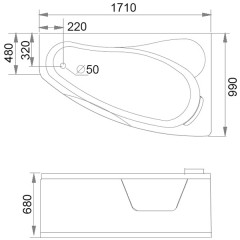 Ванна акриловая Gemy G9046 II O R
