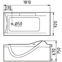 Ванна акриловая Gemy G9055 O L