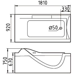 Ванна акриловая Gemy G9055 O R