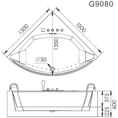 Ванна акриловая Gemy G9080 O