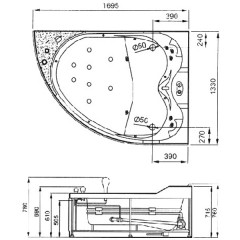 Ванна акриловая Gemy G9086 O R