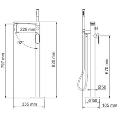 Смеситель для ванны напольный WasserKRAFT Dinkel 5821