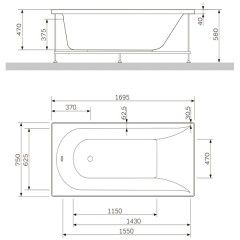 Ванна акриловая Am.Pm Inspire W5AA-170-075W-A64
