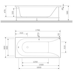 Панель боковая для ванны Am.Pm Inspire W5AA-180-080W-S64