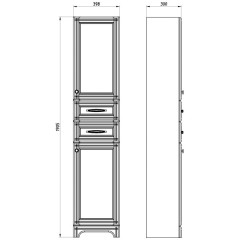 Пенал ASB-Woodline Берта 40/2 орех массив ясеня