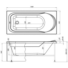 Ванна акриловая Aquanet West 150x70