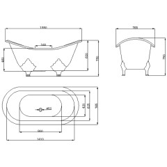 Ванна чугунная Aquanet Sharking SW-1005A 155x76