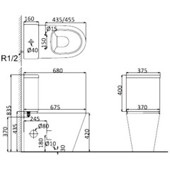 Унитаз Creo Creo CR1002R + CR1003 + CR1001T безободковый